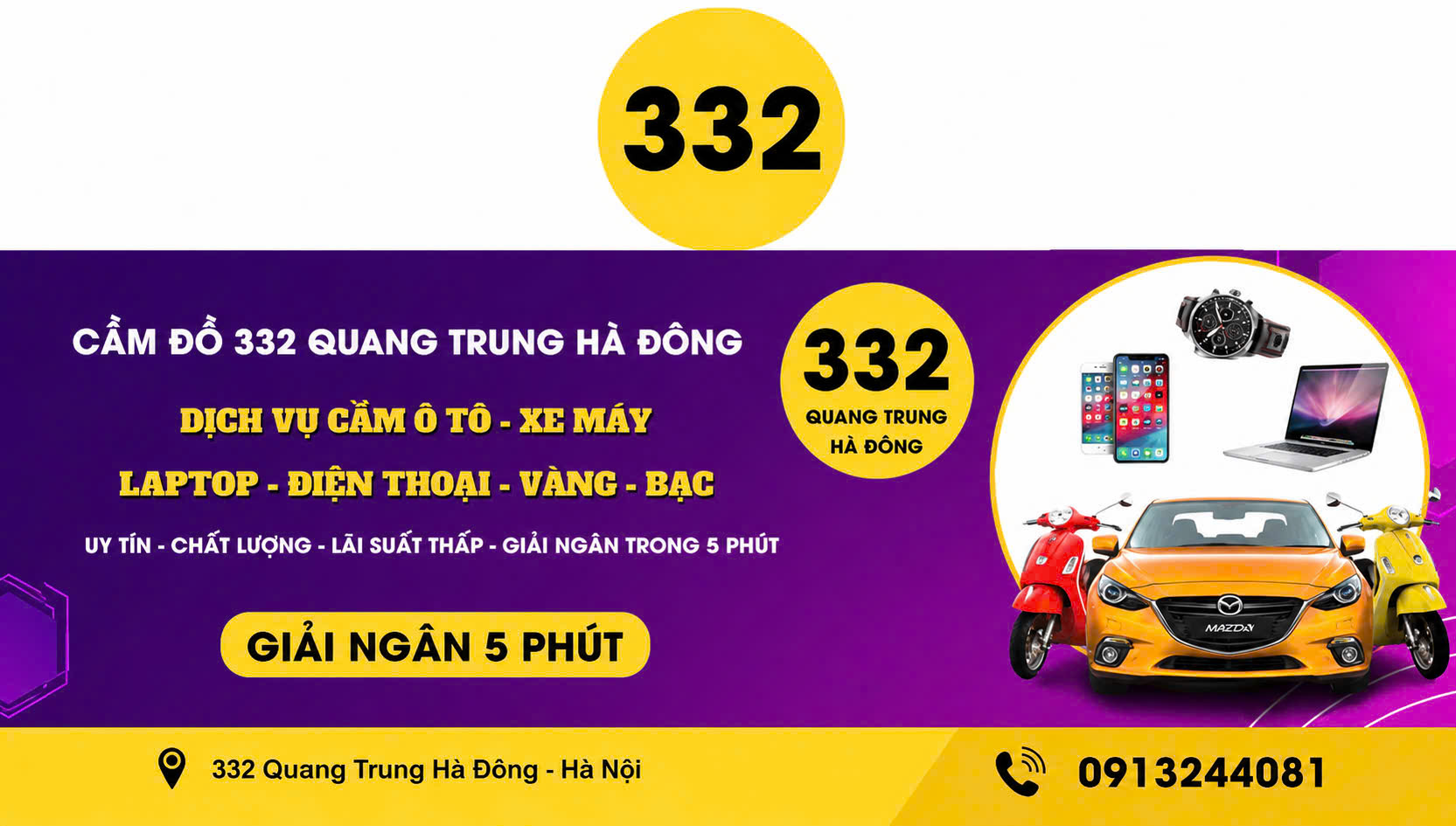 Dịch vụ cầm điện thoại, laptop, đồng hồ